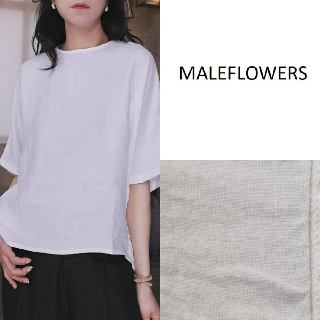 东倪原创汉麻圆领短袖夏季新款上衣女宽松休闲 85B82030