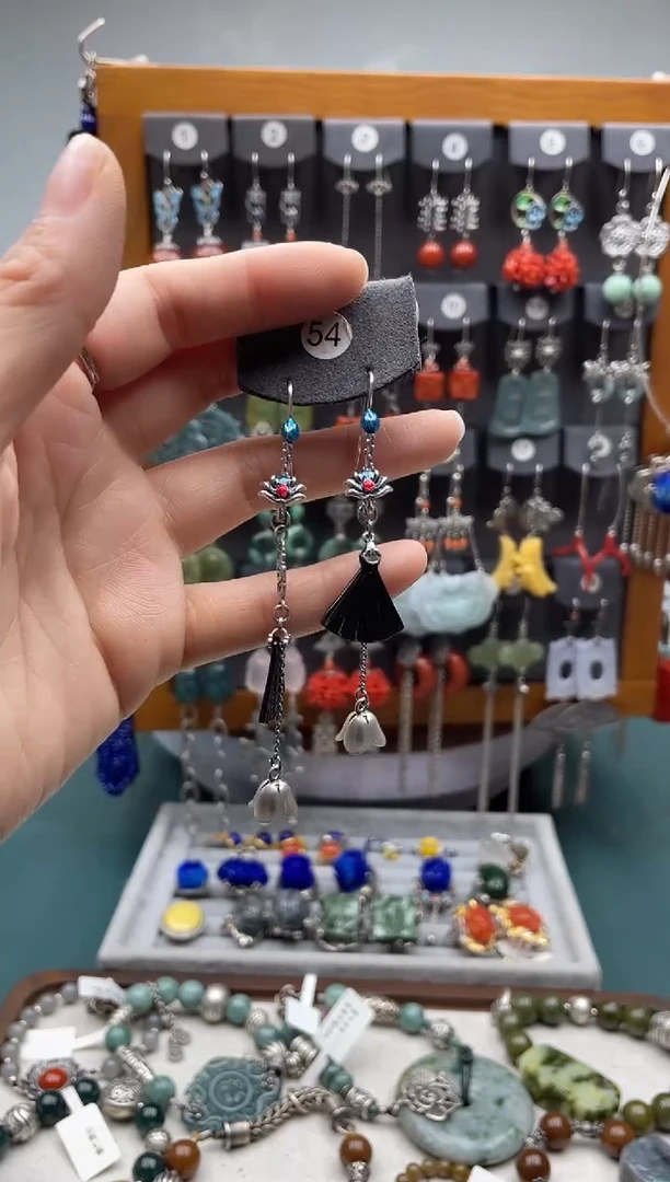 【闪购商品】翡翠耳饰银S925镶嵌饰品