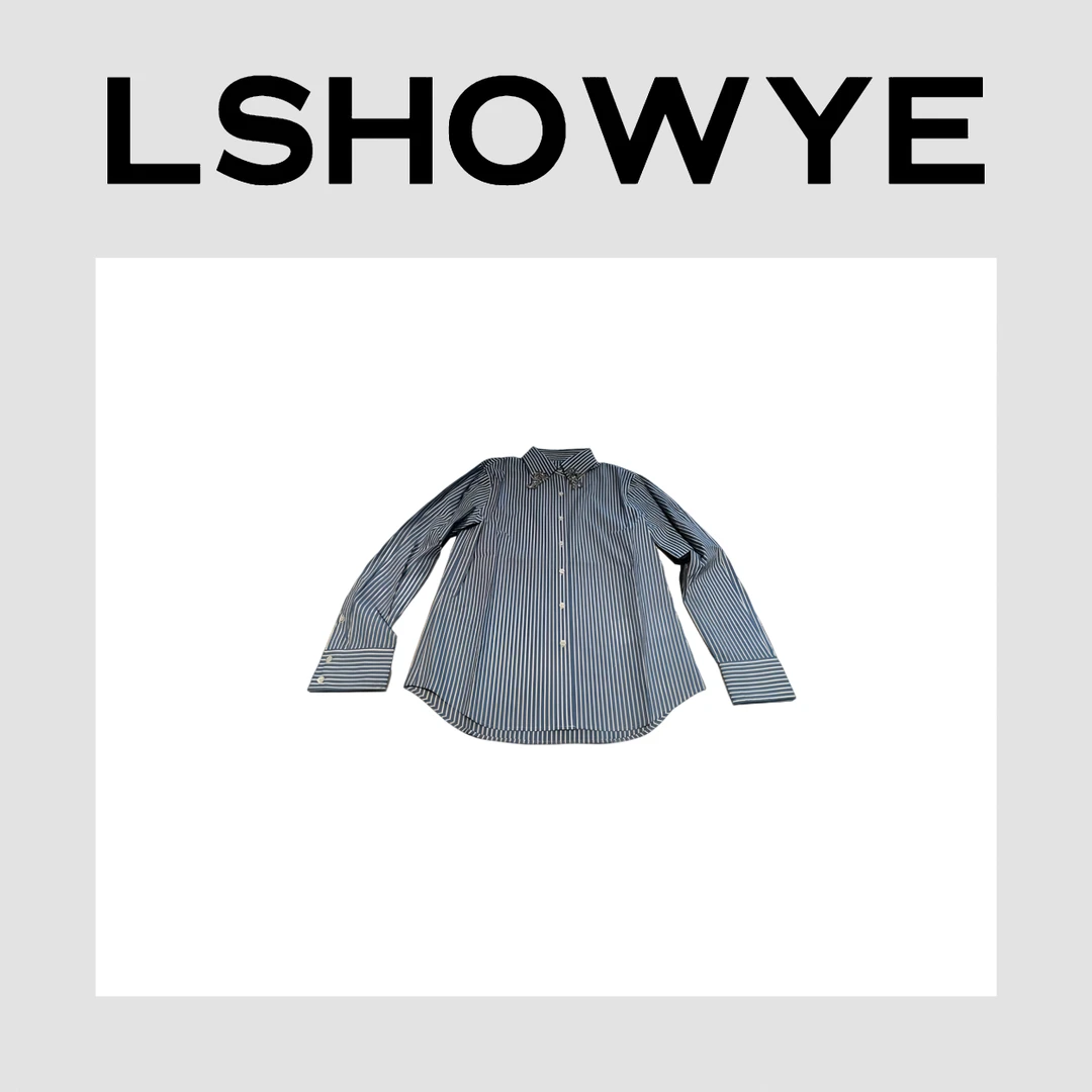 LSHOWYE｜设计师早春新款水晶吊坠蓝白条纹休闲宽版衬衫 25628-1