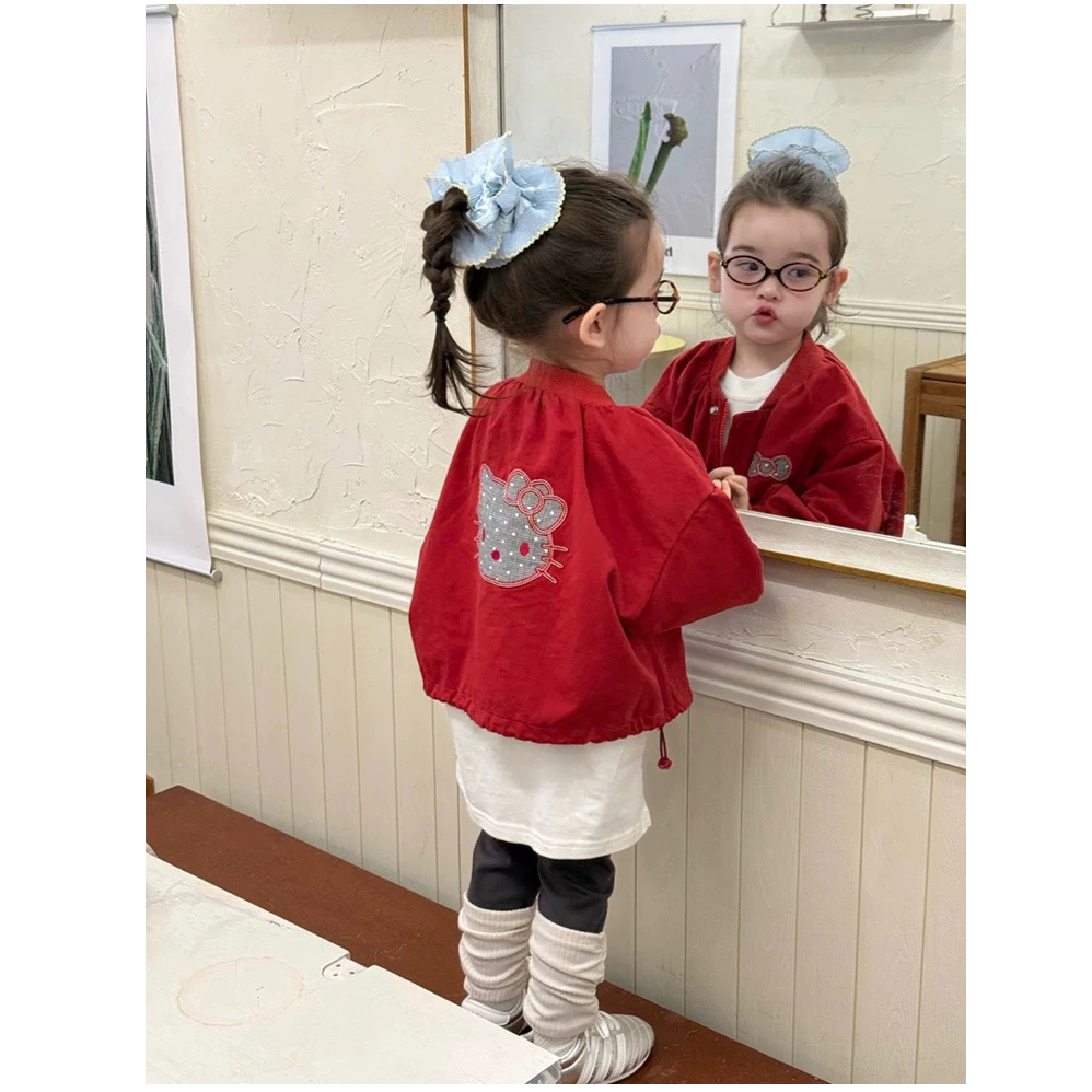 童套装2025韩系女童KT猫刺绣夹克衫秋款女宝宝可爱外套儿童上衣潮