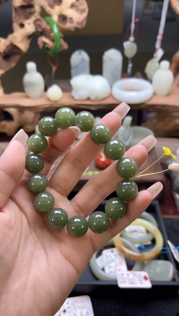 【闪购商品】和田玉手串未镶嵌若羌黄口卡12圆珠9006107