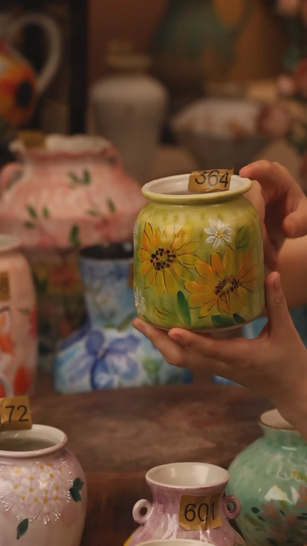 陶瓷364景德镇设计师手作花器摆件侘寂风