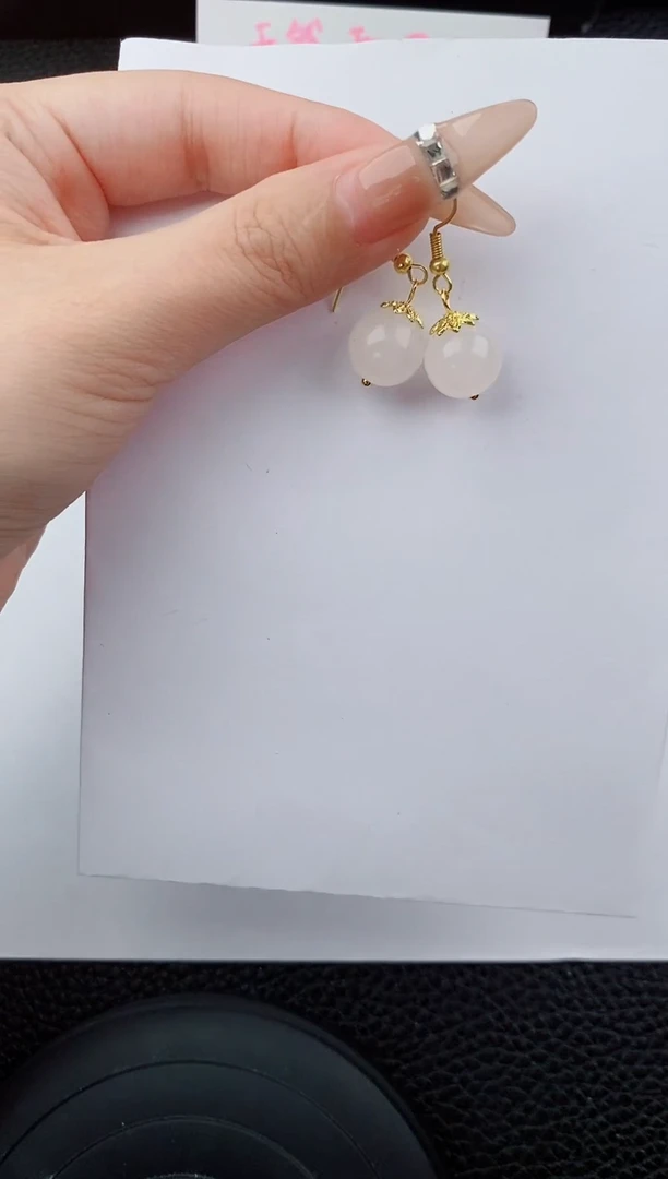 未镶嵌石英质玉耳坠16碎玉微色差T