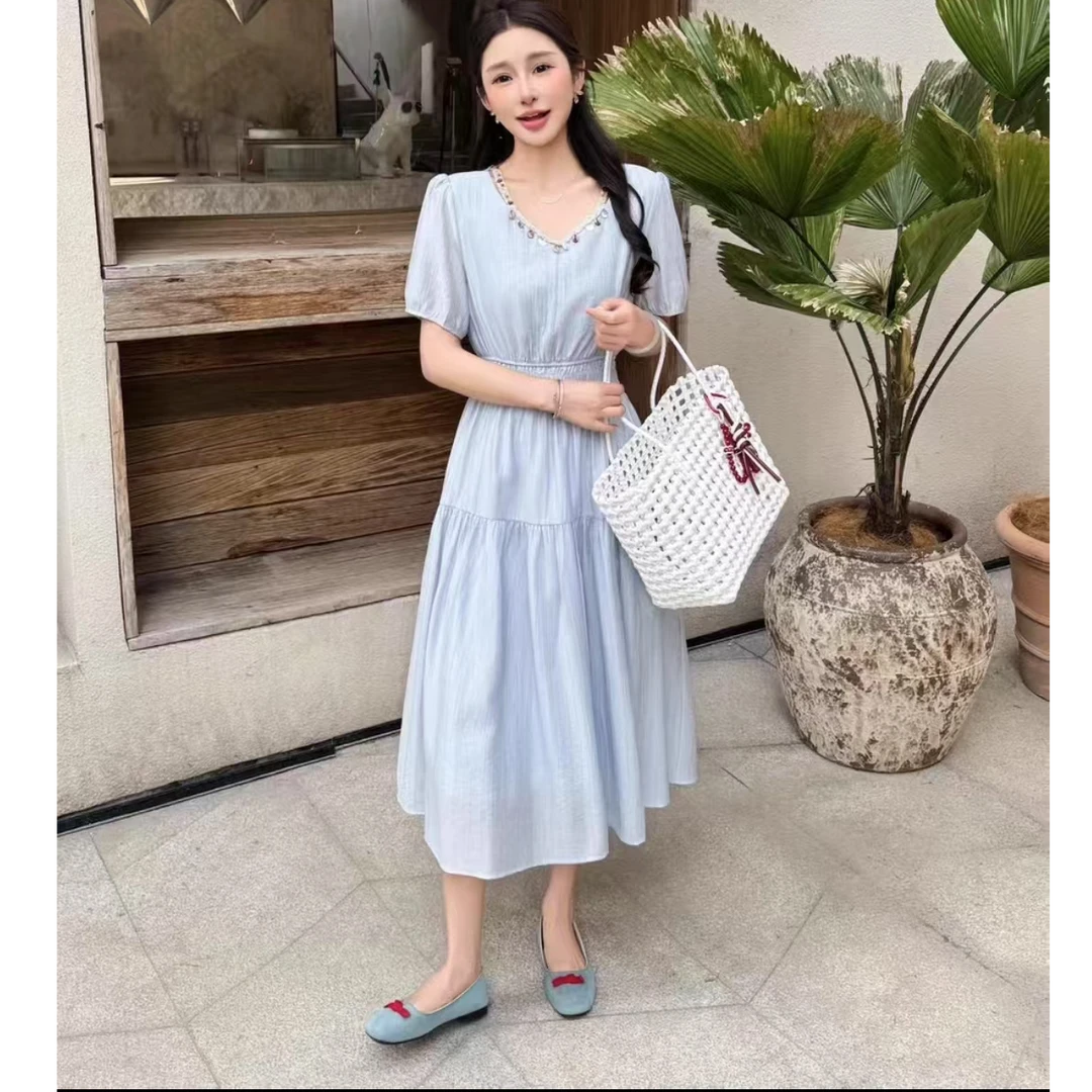 8556新款时尚百搭宽松显瘦连衣裙女设计感小众裙子