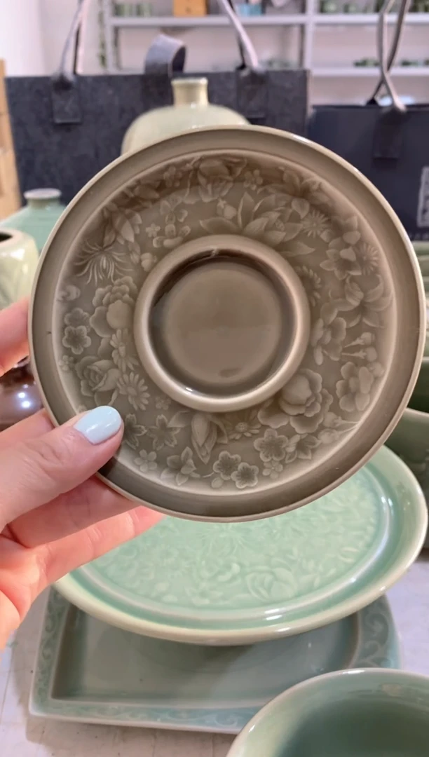 耀州窑瑕疵处理【窑变 程度不一样】 百花底托 一个