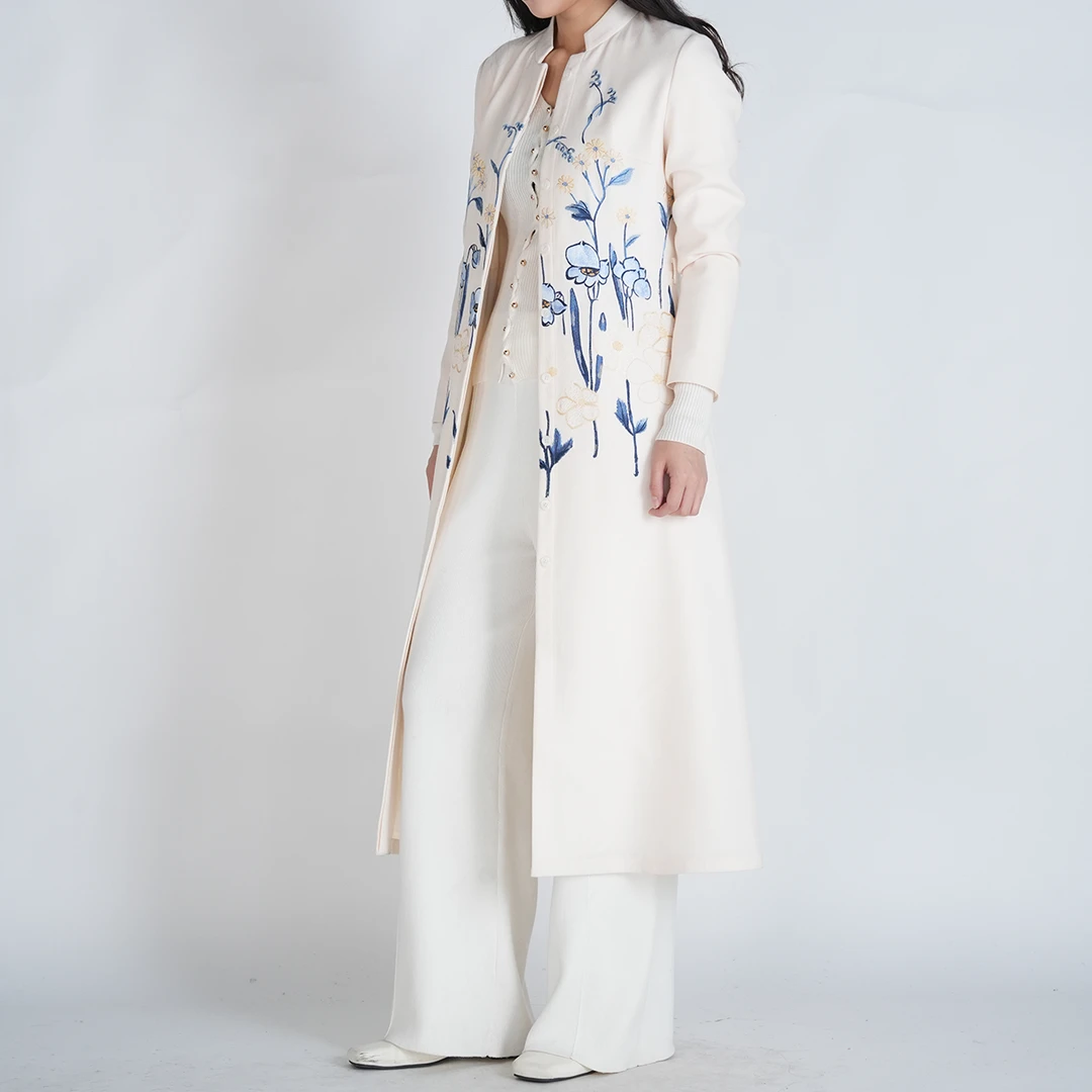 国风重工刺绣百搭时尚优雅气质长款女士连衣裙YECL040253