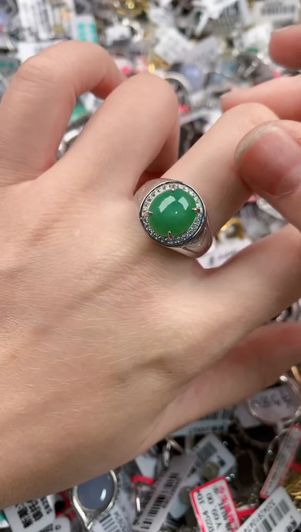银S925镶嵌戒指翡翠444     8