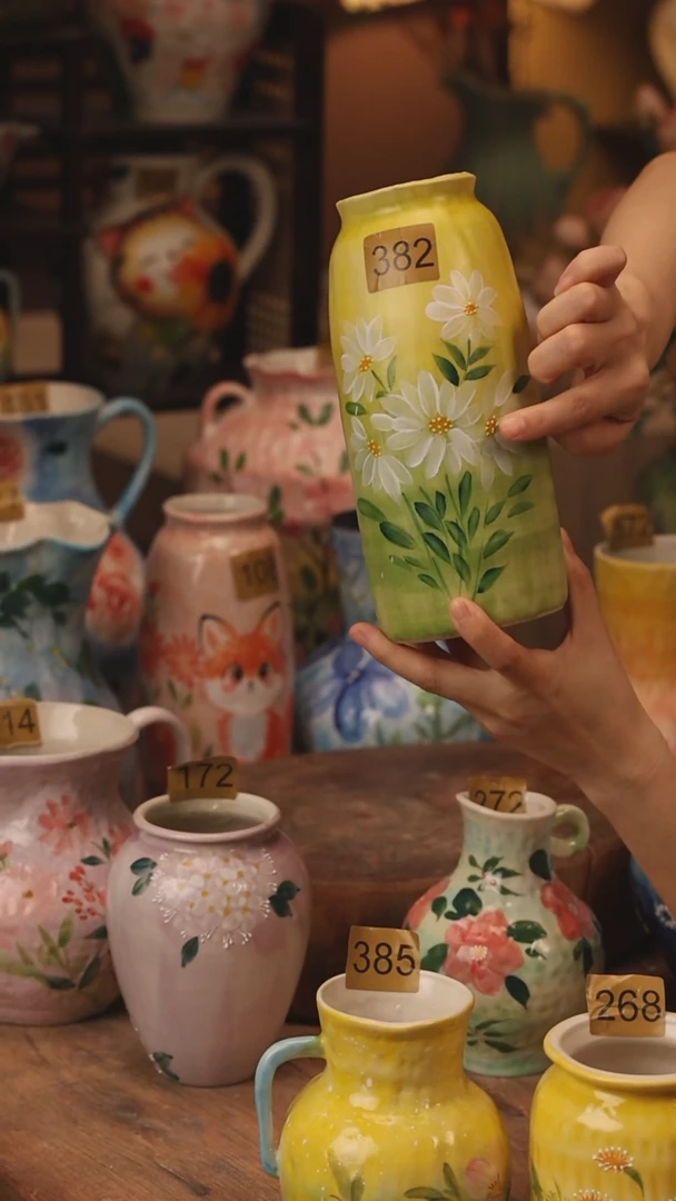 陶瓷382景德镇设计师手作花器摆件侘寂风