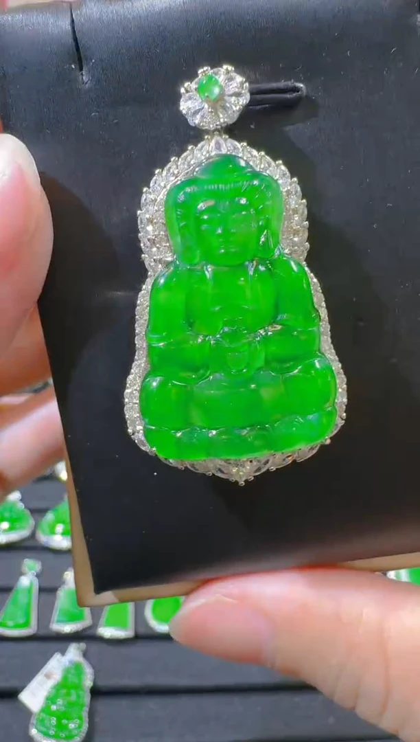翡翠银S925镶嵌吊坠(赠链)天然a货翡翠