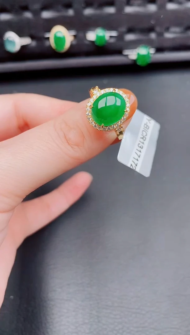 【闪购商品】翡翠戒指银S925镶嵌天然a货翡翠222