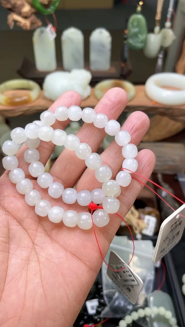 【闪购商品】和田玉手串未镶嵌卡10青海白玉老型A多样性发一