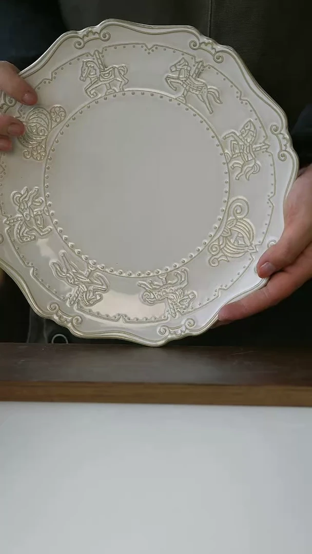 【闪购商品】陶瓷微瑕木马牛排盘24.5cm@4-2@