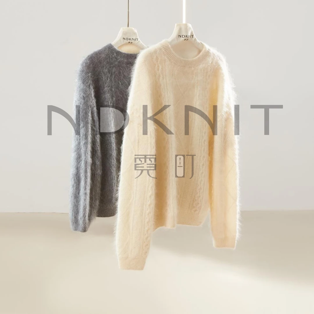 【千金】100%山羊绒珠片金丝宽松麻花工艺针织套头