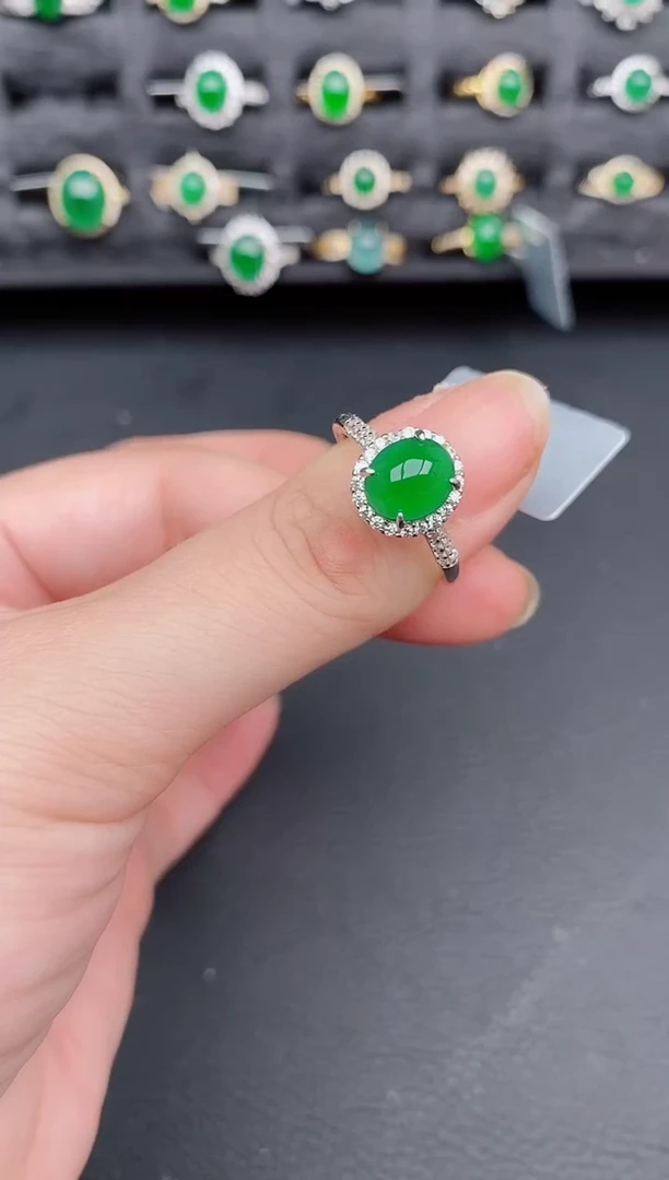 银S925镶嵌戒指翡翠天然a货翡翠191