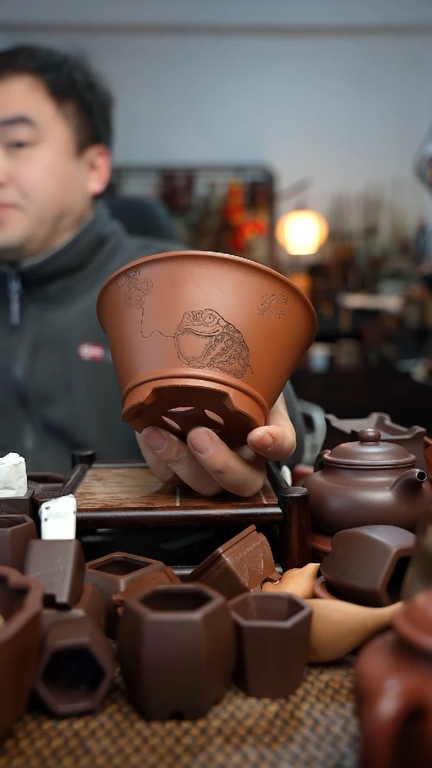 紫砂花盆s**l長木軒精品紫砂