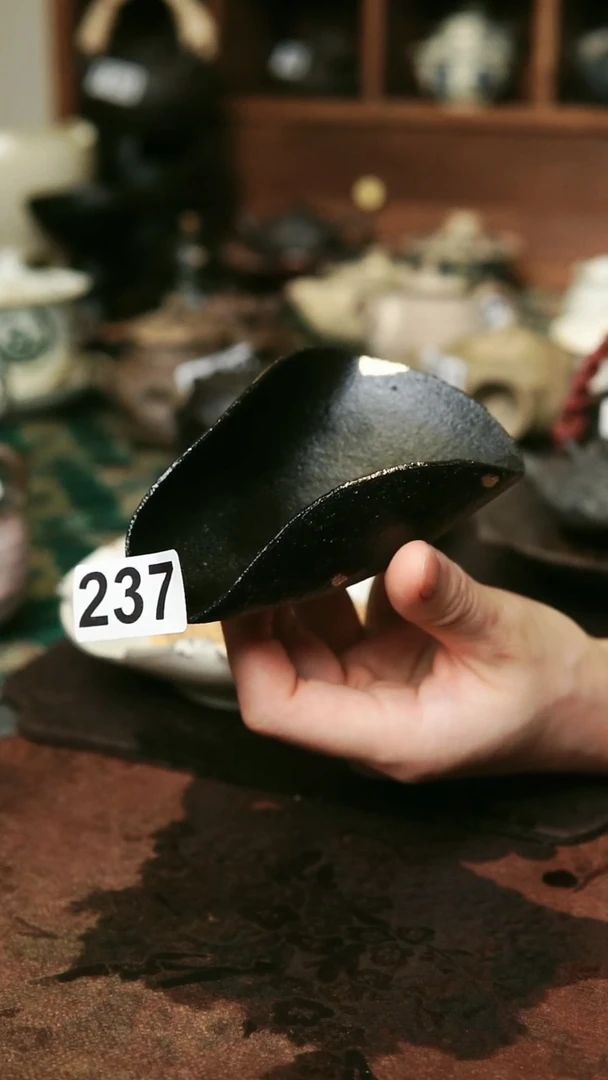 紫砂全手工黑色撒金系类-茶则