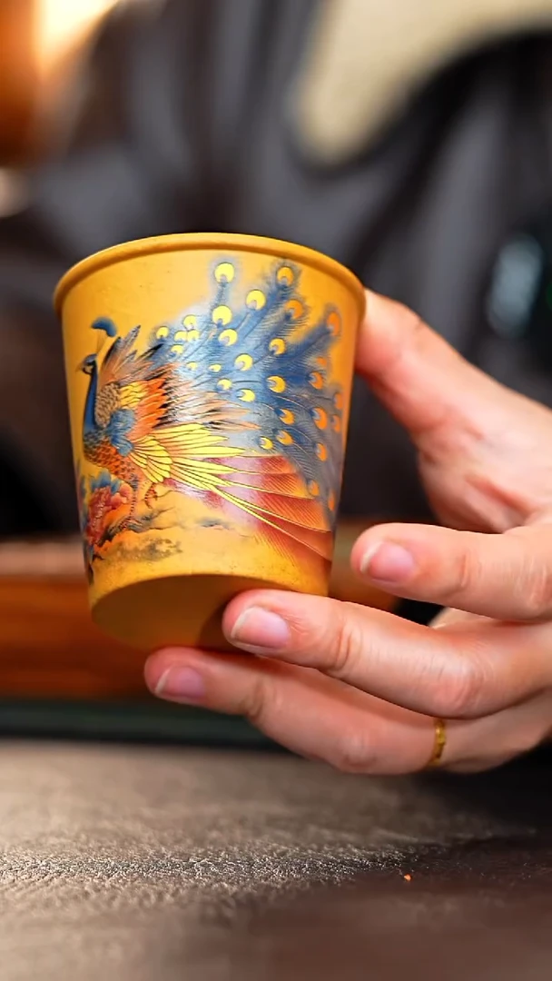 茶杯紫砂段泥孔雀杯