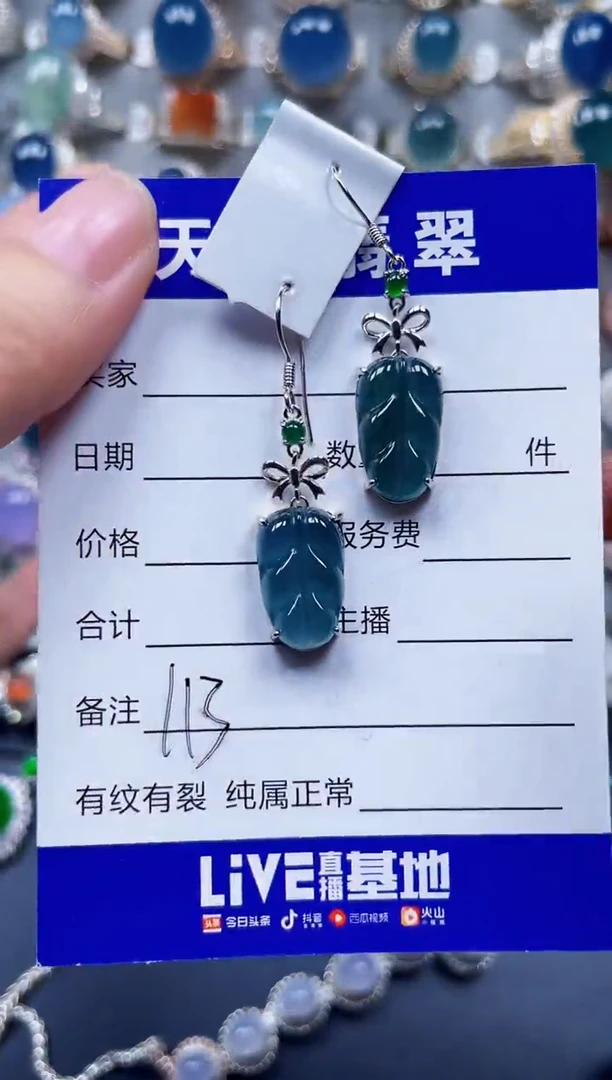 银S925镶嵌翡翠耳饰113