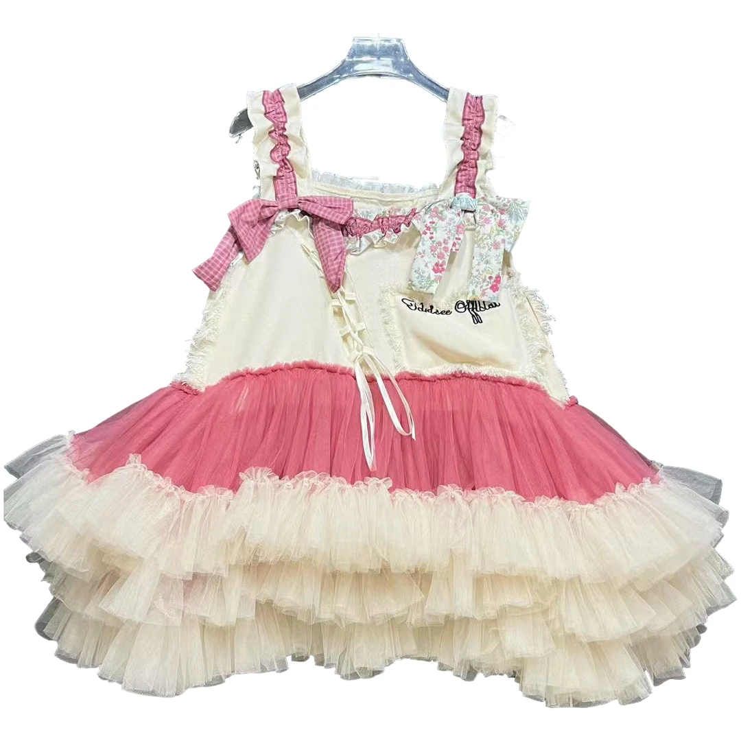 4473【珍珍优选】设计师新款拼接纱纱夏季无袖女装连衣裙