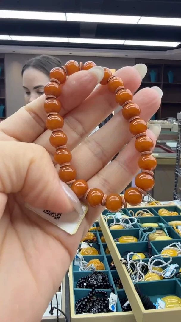 手链琥珀未镶嵌65秒拍号 假一罚三 8mm