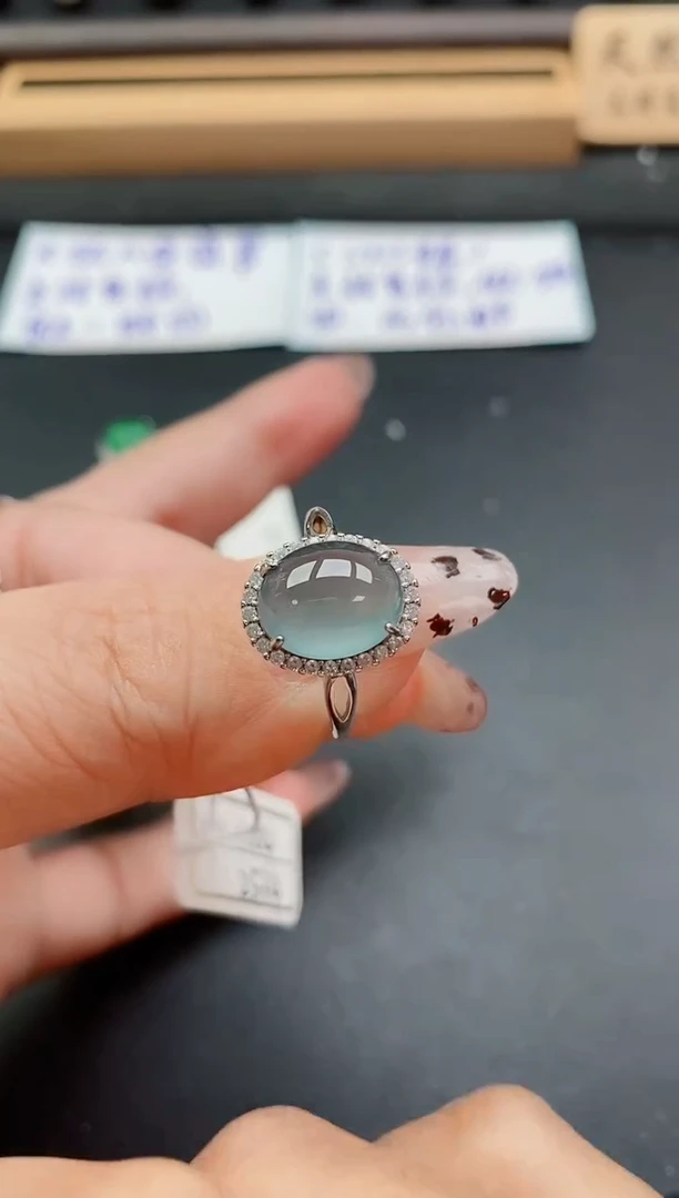 银S925镶嵌戒指翡翠1