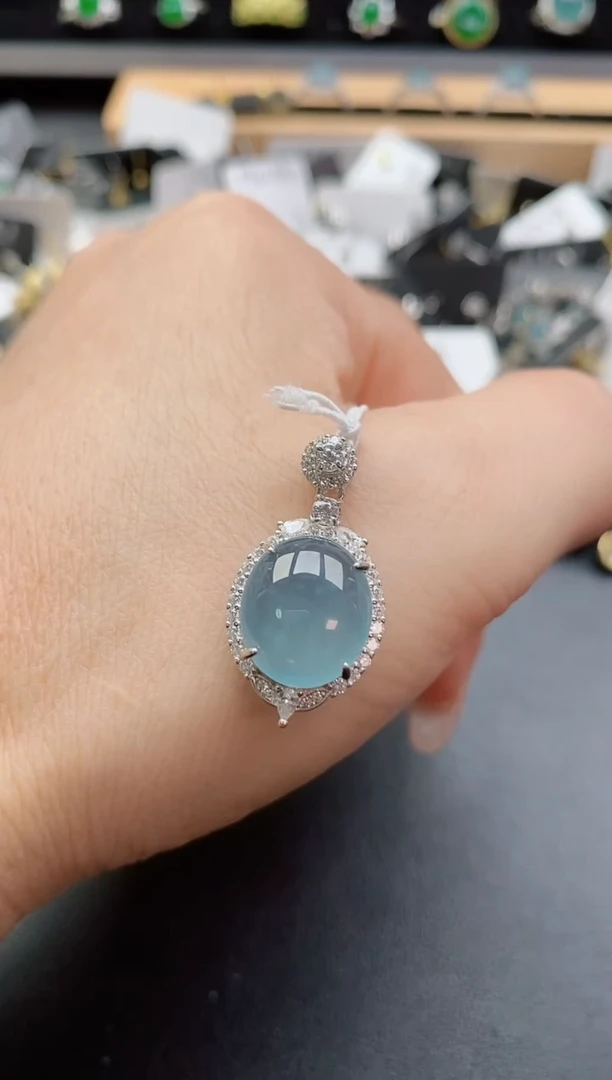 吊坠(赠链)银S925镶嵌翡翠1