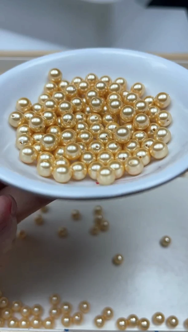 未镶嵌拼合珍珠（马贝珠）散珠B750 金贝珠6mm30个8元
