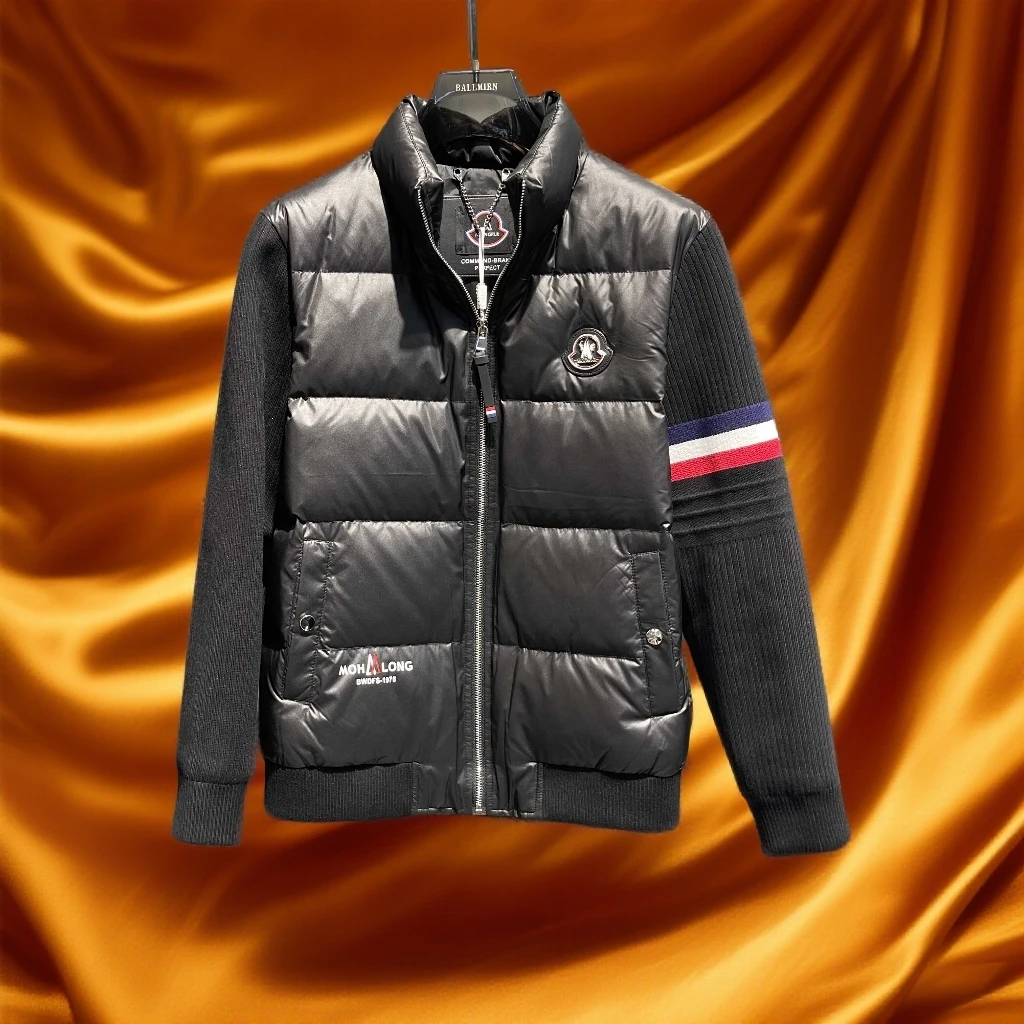 维斯克纳羽绒服男冬季时尚保暖针织袖立领白鸭绒外套百搭显瘦男装