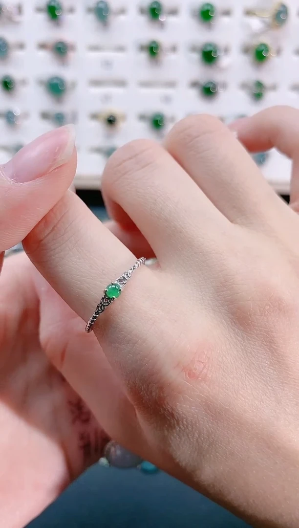 【闪购商品】翡翠戒指银S925镶嵌天然翡翠