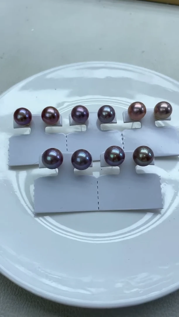 未镶嵌耳饰淡水珍珠12mm紫珠耳饰(多样性发一）