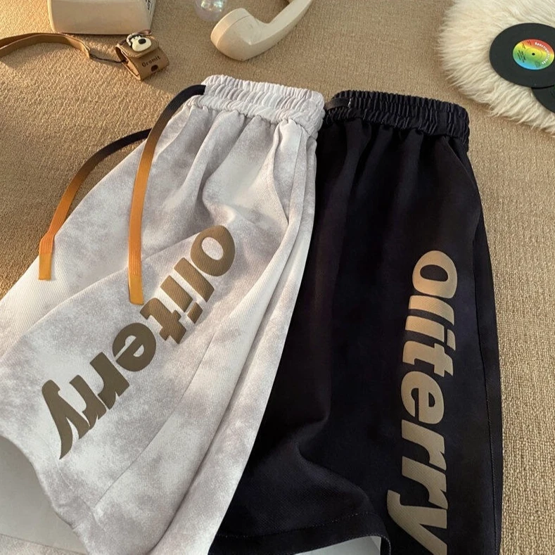 保威特·犀牛青少年潮牌扎染短裤夏季宽松直筒裤美式男裤夏季薄款