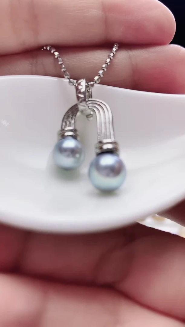 颈饰银S925镶嵌海水珍珠海水真多麻珍珠吊坠