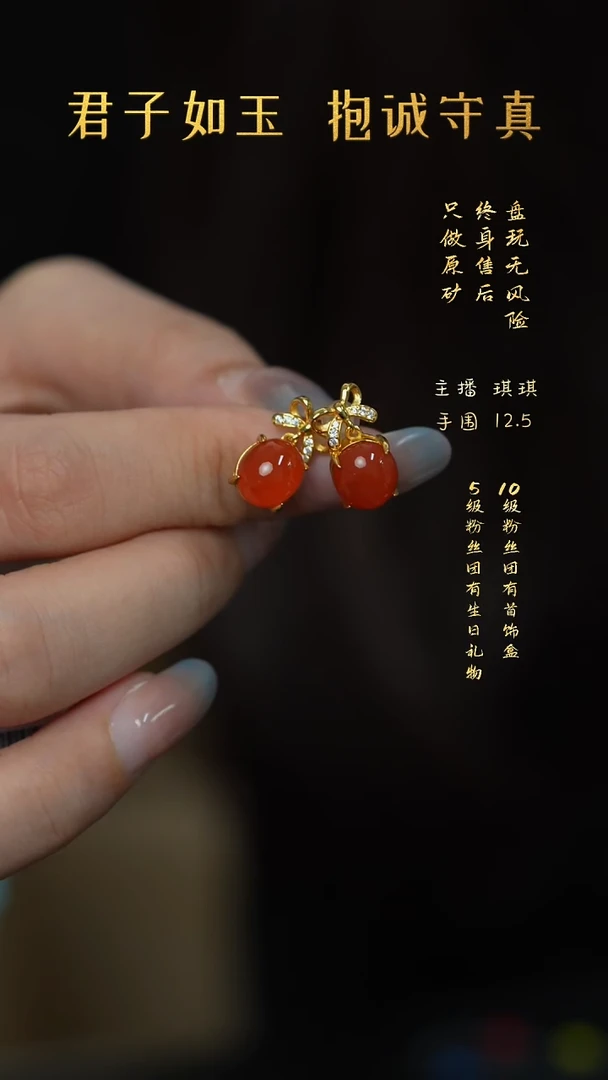 银S925镶嵌G55（多样性发一件）南红玛瑙耳钉