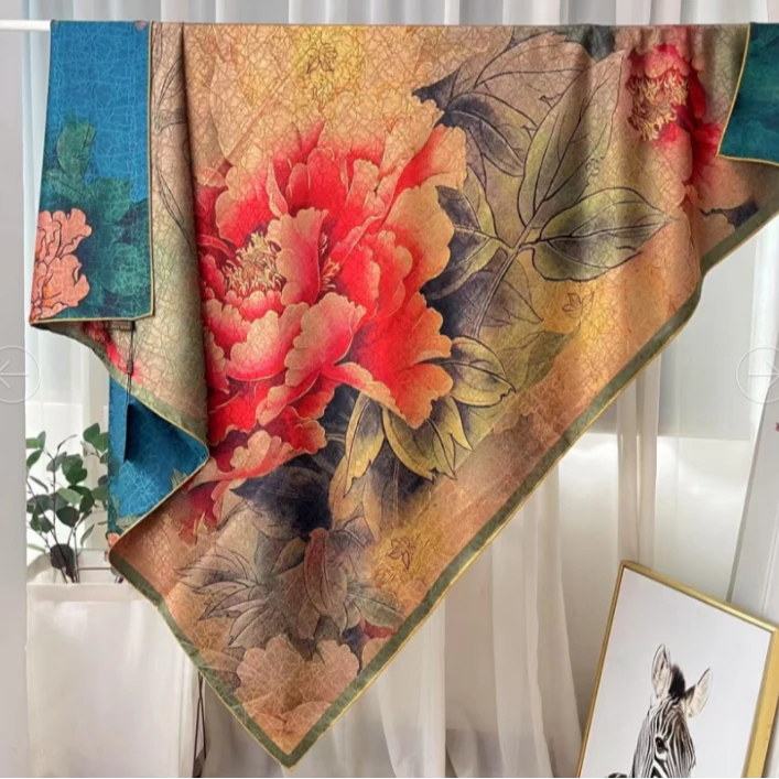 上海故事F17盛世牡丹140大方巾女士时尚轻奢围巾百搭