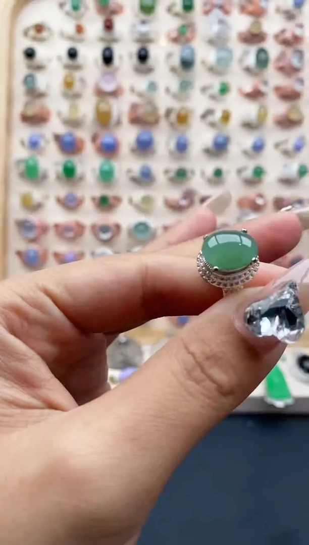 【闪购商品】翡翠戒指未镶嵌缅甸天然A货翡翠333   5+9