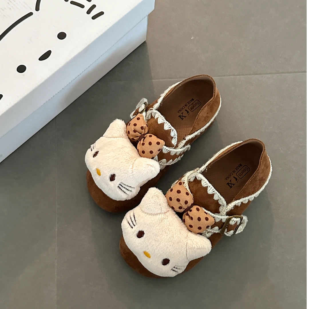 卡通可爱大头猫单鞋外穿女2025年秋季新款时尚百搭爆款学生包跟潮