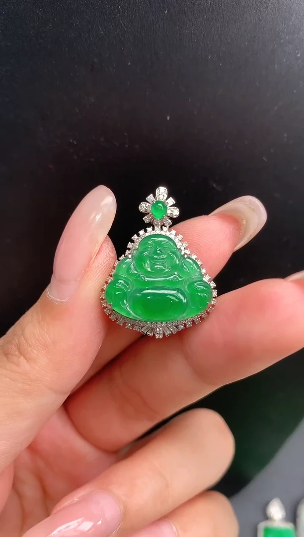 【闪购商品】翡翠颈饰18K金镶嵌佛公1153