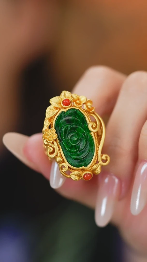 翡翠戒指银S925镶嵌新款/