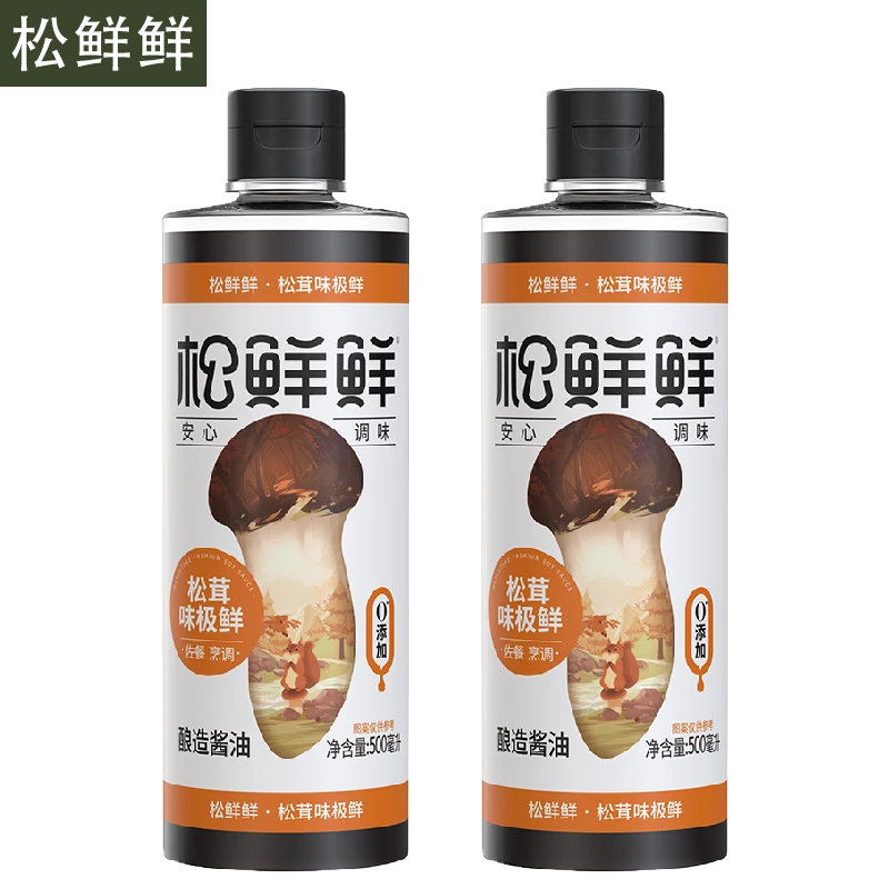 松鲜鲜松茸味极鲜500ML家用瓶装酿造酱油炒菜生抽凉拌家用调味料