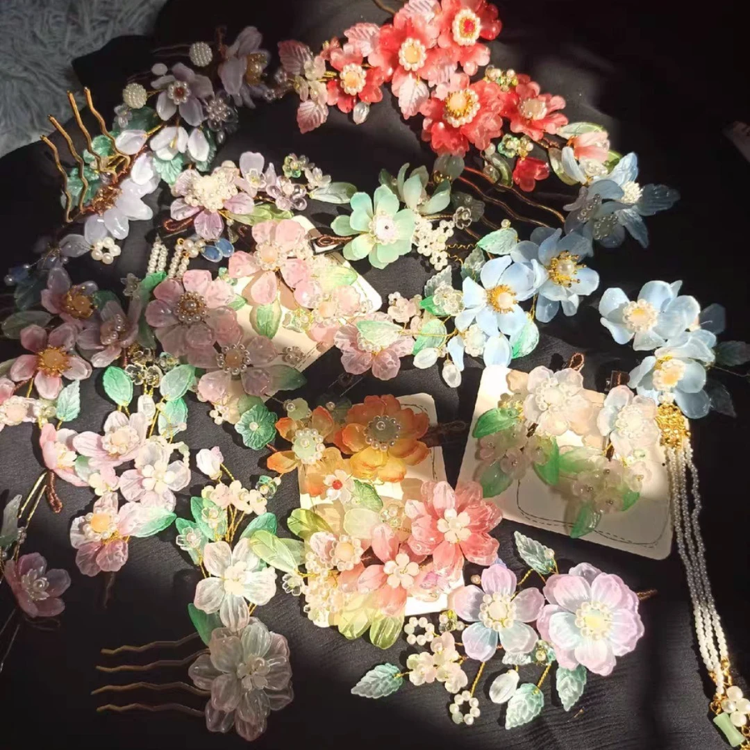 【琉璃专拍】全琉璃花簪古风簪子汉服发饰发钗发梳民族风头饰