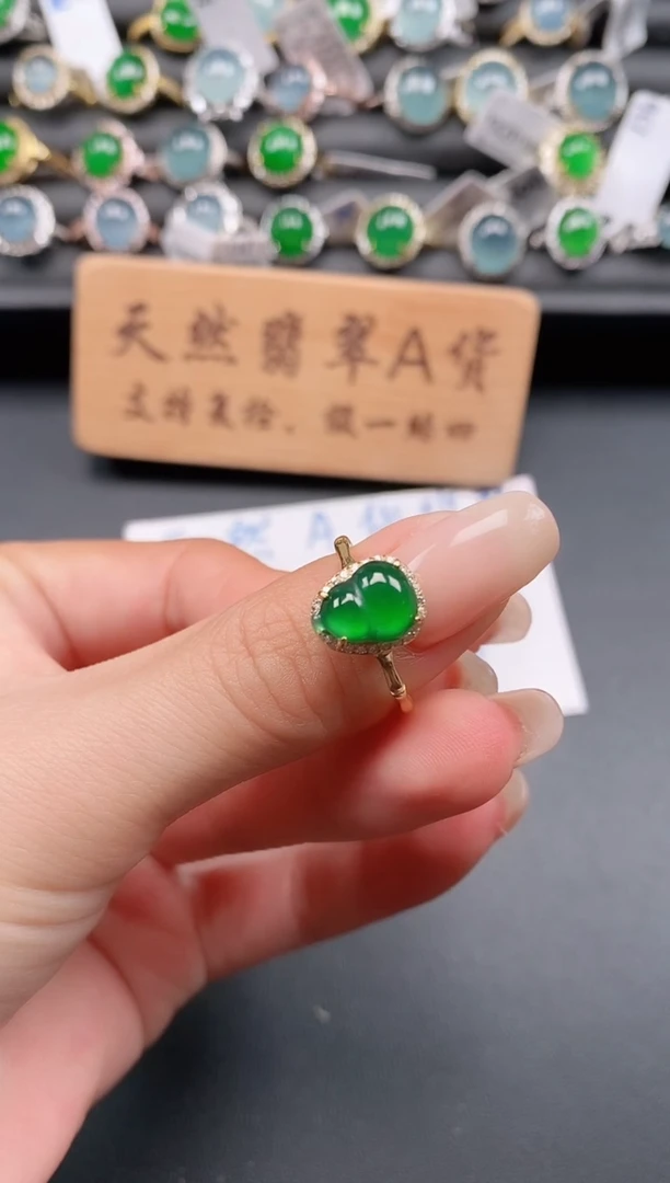 银S925镶嵌戒指翡翠111