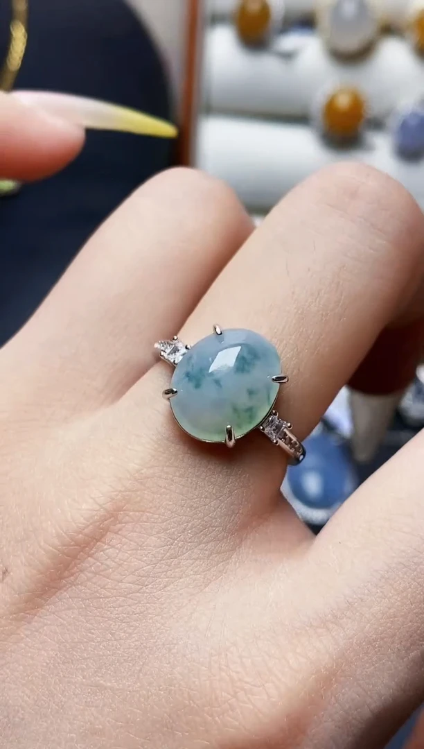 银S925镶嵌戒指翡翠6681