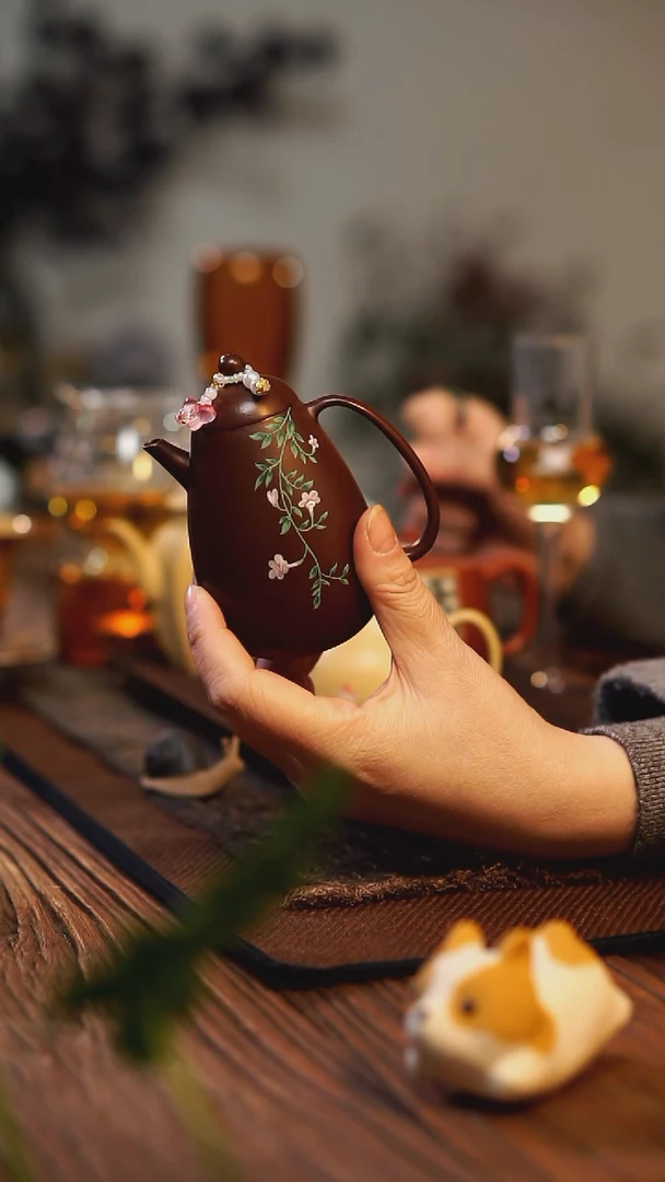 【闪购商品】茶间小欢喜  牵牛花紫砂小壶