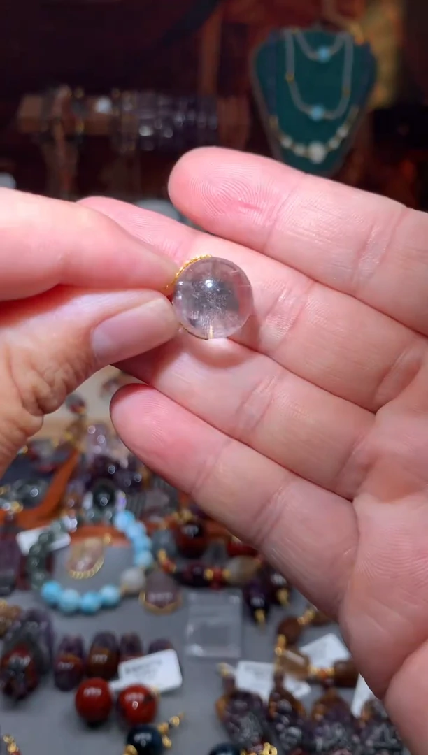 未镶嵌珠宝半成品水晶黑银钛14mm