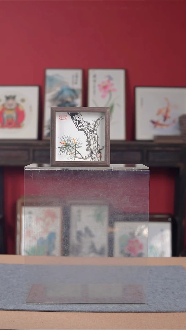 国画纯手绘纯手写-带框尺寸16*16