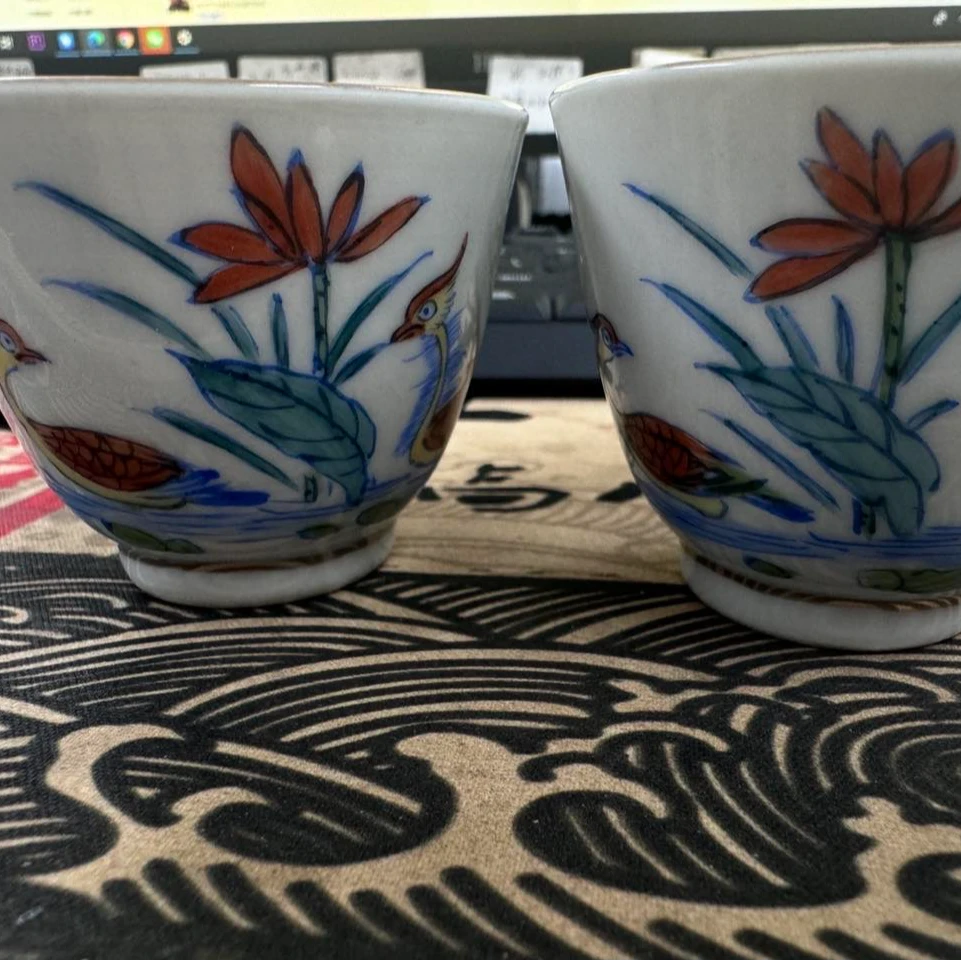 景德镇瓷 杯子 一对 鸭