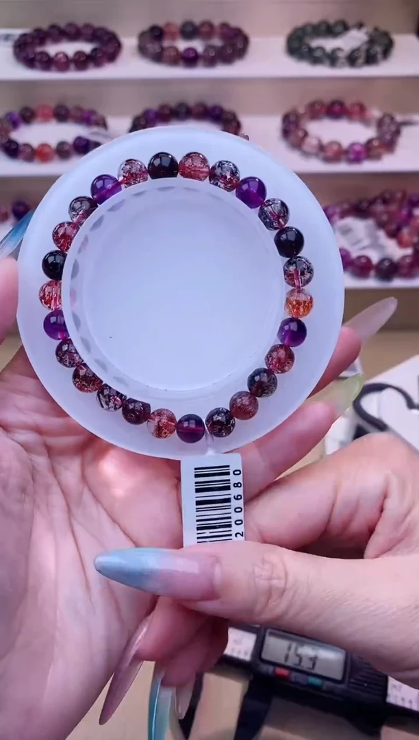 未镶嵌手串水晶黑加仑超七单圈7m+