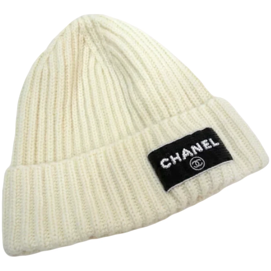 未使用 Chanel/香奈儿 Chanel  纯色羊绒绒线帽 米色