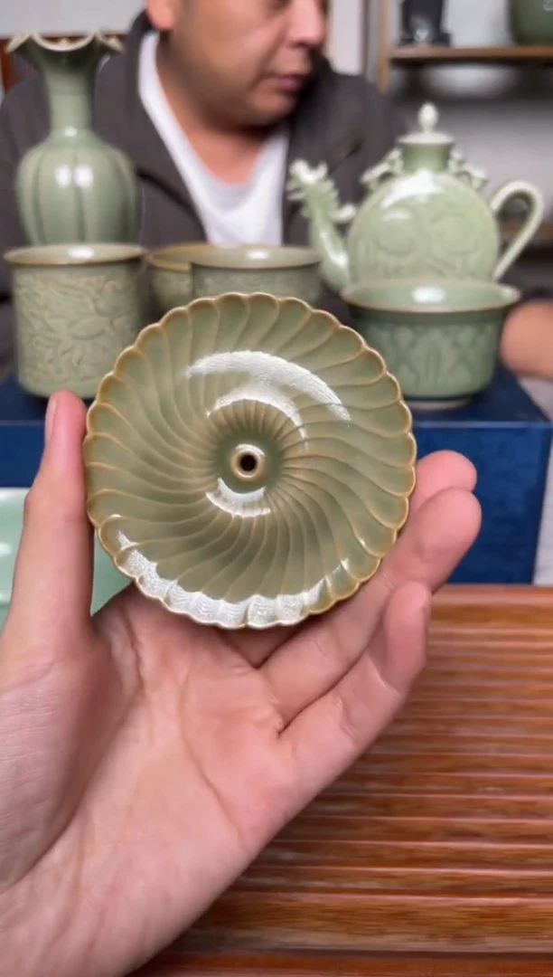 瓷器耀州窑手工香插  微瑕