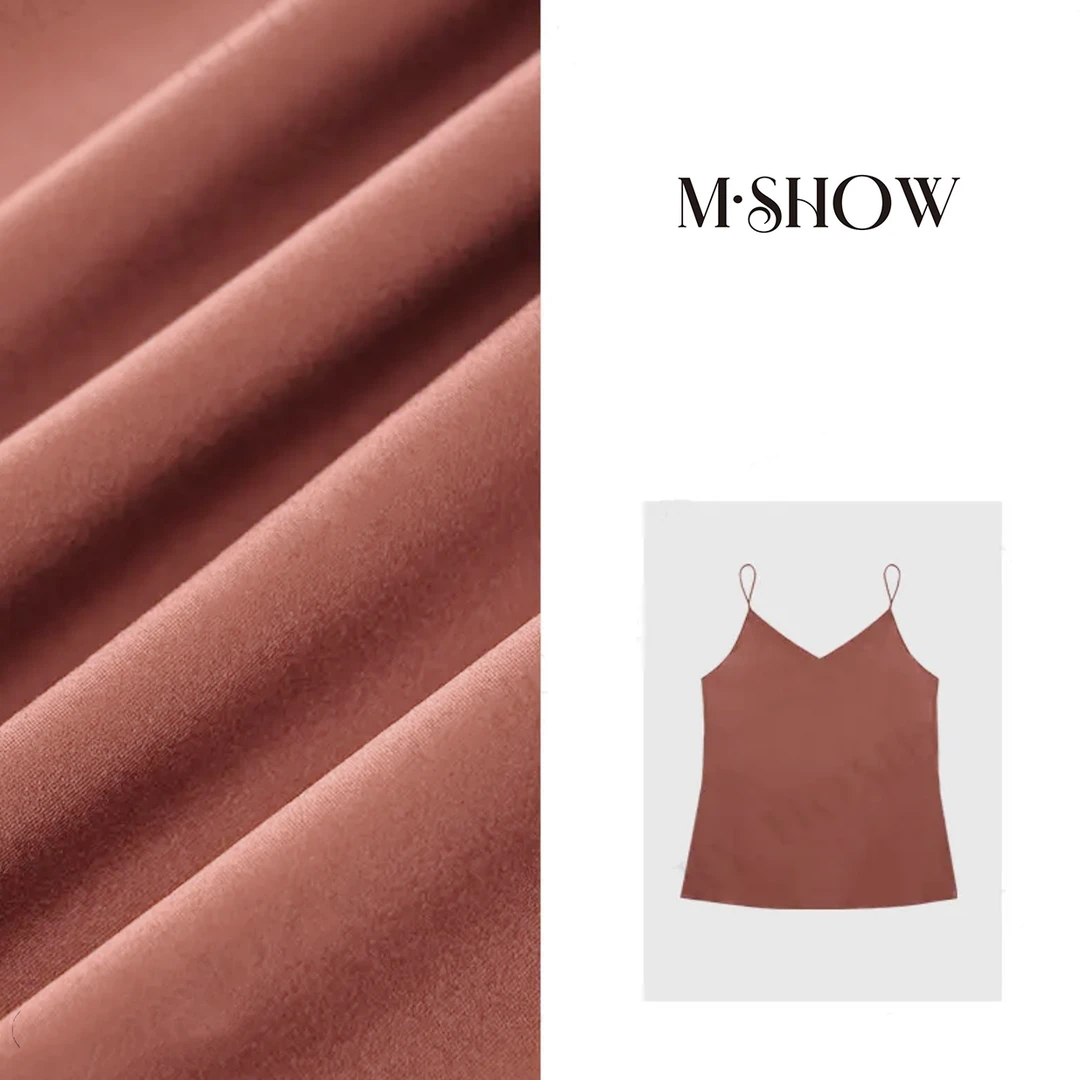 【重磅真丝】100%桑蚕丝32姆米重绉V领纯色女士真丝吊带背心5018B